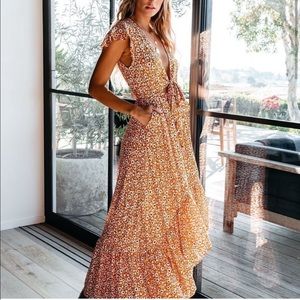 NWOT Vici Sun’s Warmth High Low Pocketed Tie Maxi Dress
